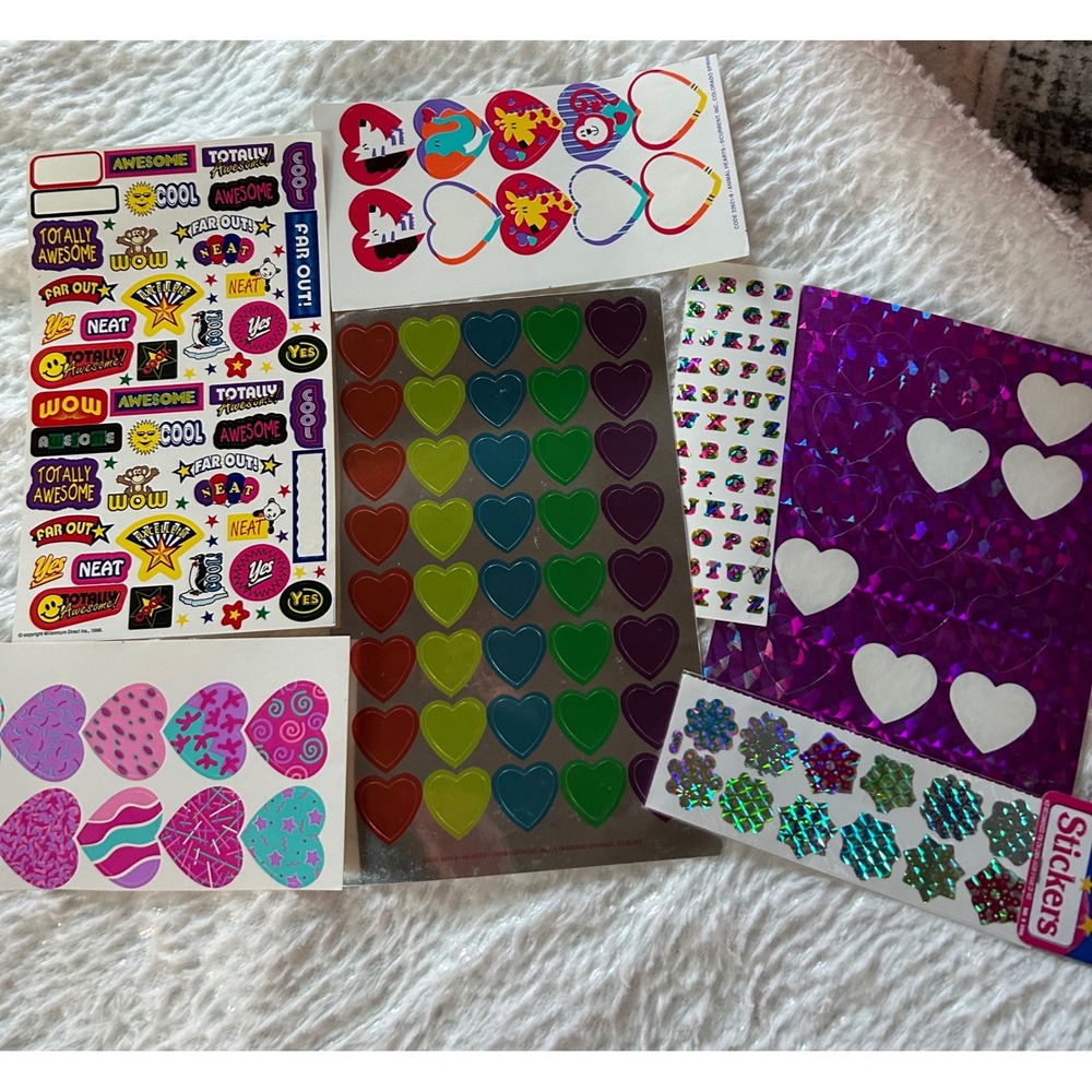 Vintage heart sticker lot
